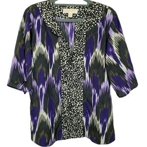 Michael Michael Kors XS watercolor blouse purple black